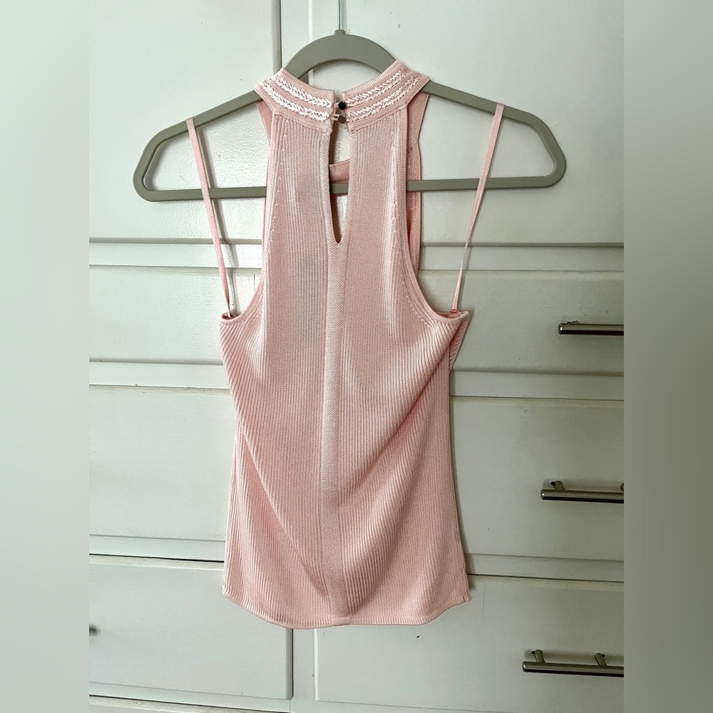 White House Black Market braided Pink Halter Top size small - Picture 4 of 10